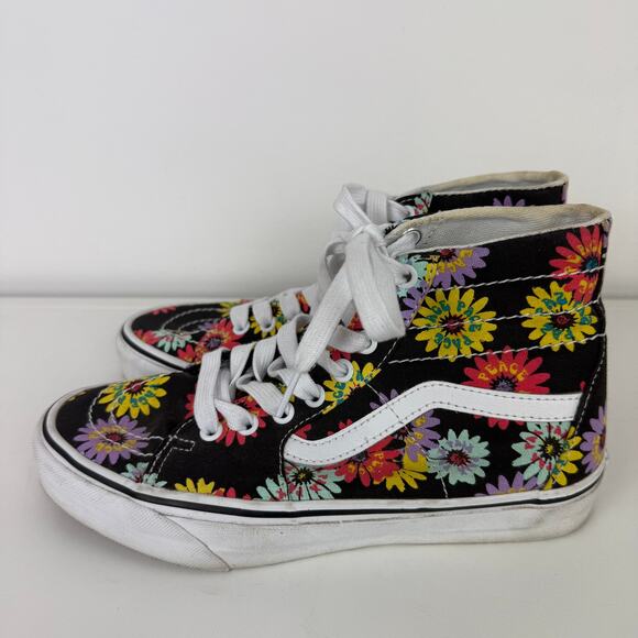 Vans Sk8-Hi Tapered Peace Floral Lace-Up Platform Black/Multi Sneakers M6 W7.5 - Picture 2 of 9